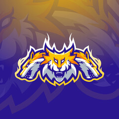 Fox e-Sport Mascot Logo Design Illustration Vector