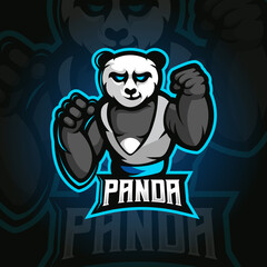 Panda e-Sport Mascot Logo Design Illustration Vector
