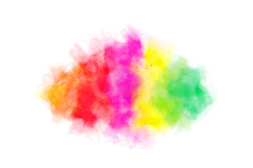 Color splash of vibrant watercolor paints isolated on white background
