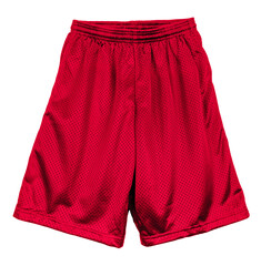 Blank mesh short pants color red front view on white background
