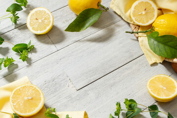 レモン　爽やかなフルーツと植物の背景