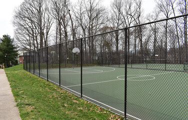 Basketball Court in a Suburban Park