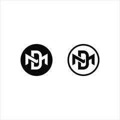 monogram initial logo modern simple circle brand from letter M and D graphic design template ideas