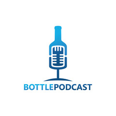 Bottle podcast logo template design