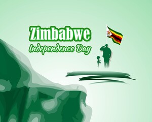 Vector illustration concept of Zimbabwe Independence Day greeting with abstract flag. 18 April.