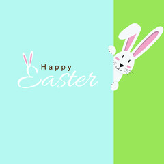 Happy Easter greeting card with rabbit, bunny