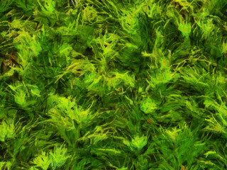 An ornamental shrub with beautiful leaves and various shapes Illustrations creates an impressionist style of painting.