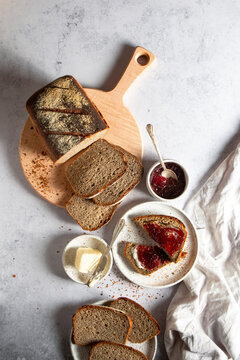 Sandwich Bread with Jam and Butter