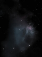 Star field in galaxy space with colorful nebula. Sci fi background of deep space. Ethereal wallpaper.