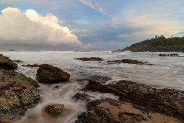 Fototapeta na wymiar Ocean view with rocky coastline.