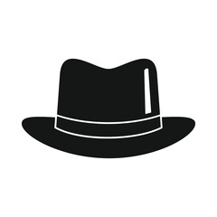 Vector vintage hat black simple icon isolated on white