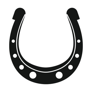 Vector Gold Horseshoe Black Simple Icon Isolated On White