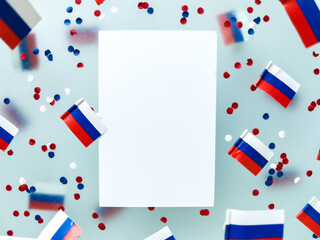 Obraz premium Russia Independence Day and National Flag . state holiday sovereignty. concept freedom, patriotism and memory. Symbol Olympic team.