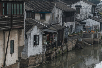 Fototapeta na wymiar Old buildings and landscapes of Qiandeng ancient town, a water town in the south of China