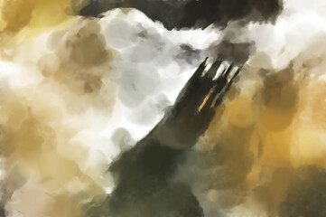 Handmade surreal abstract pattern watercolor. Modern artistic painting. 2d illustration. Texture backdrop painting mix. Creative wall art. Contemporary art