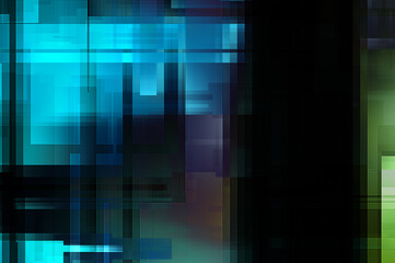 Futuristic abstract geometric wallpaper. Geometrical colorful shapes. Rectangular shapes background. Digital illustration of a tech layout.