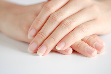 Close-Up fingernail of women, Concept of health care of the fingernail.
