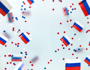 Russia Independence Day and National Flag . state holiday sovereignty. concept freedom, patriotism and memory. 