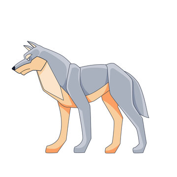 Gray wolf. Cartoon vector flat illustration isolated on a white background