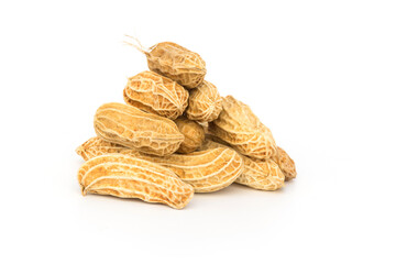Group of peanut on white background,copy space.