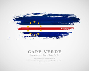 Happy independence day of Cape Verde with artistic watercolor country flag background