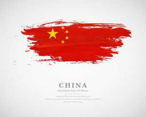 Happy national day of China with artistic watercolor country flag background