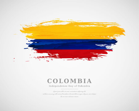 Happy independence day of Colombia with artistic watercolor country flag background