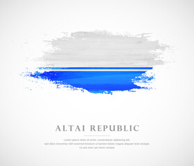 Fototapeta premium Abstract watercolor brush stroke flag for national day of Altai Republic