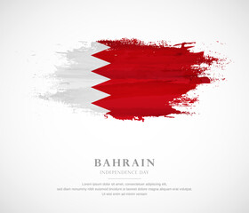 Abstract watercolor brush stroke flag for independence day of Bahrain