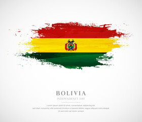 Abstract watercolor brush stroke flag for independence day of Bolivia