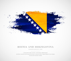 Abstract watercolor brush stroke flag for independence day of Bosnia and Herzegovina