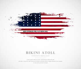 Abstract watercolor brush stroke flag for national bikini day of Bikini Atoll