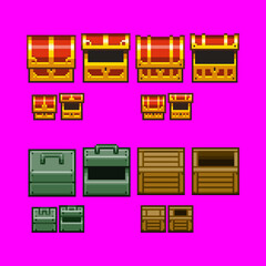 宝箱のピクセルアート大小