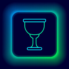 Glowing neon line Holy grail or chalice icon isolated on black background. Christian chalice. Christianity icon. Colorful outline concept. Vector