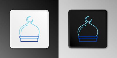 Line Muslim Mosque icon isolated on grey background. Colorful outline concept. Vector
