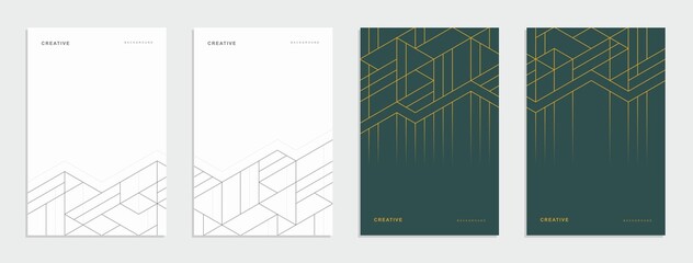 Abstract geometric technological company brochure. Corporate identity flyer. Vector set business presentation.