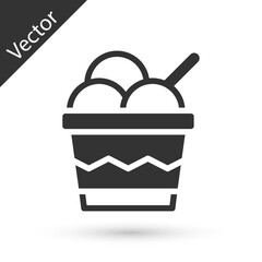 Grey Ice cream in the bowl icon isolated on white background. Sweet symbol. Vector