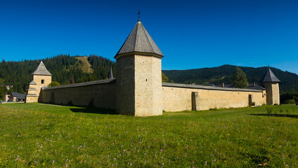 Fototapeta na wymiar Sucevita Monastery in sunny autumn day, Romania