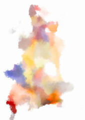 Watercolor painted background. Abstract Illustration wallpaper. Brush stroked painting. 2D Illustration.