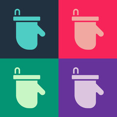 Pop art Sauna mittens icon isolated on color background. Mitten for spa. Vector