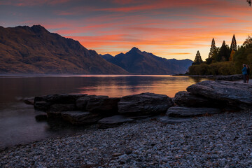 Sunset over Lake Wakatipu, Queenstown
