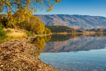 autumn landscape with mirror lake