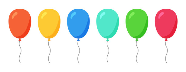 Flat balloon set, cartoon simple vector illustration