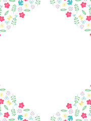 春色お花と鳥のシンプルモチーフフレーム