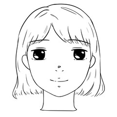 Girl smile happy expression line art digital drawing