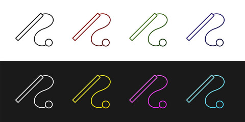 Set Pet cat toy icon isolated on black and white background. Vector