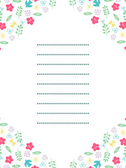 春色お花と鳥のシンプルモチーフお手紙