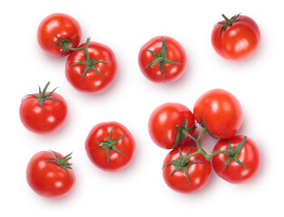 Fresh red ripe tomatoes isolated on white background. 