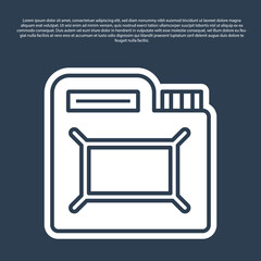 Blue line Canister for motor machine oil icon isolated on blue background. Oil gallon. Oil change service and repair. Engine oil sign. Vector