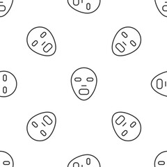 Grey line Facial cosmetic mask icon isolated seamless pattern on white background. Cosmetology, medicine and health care. Vector